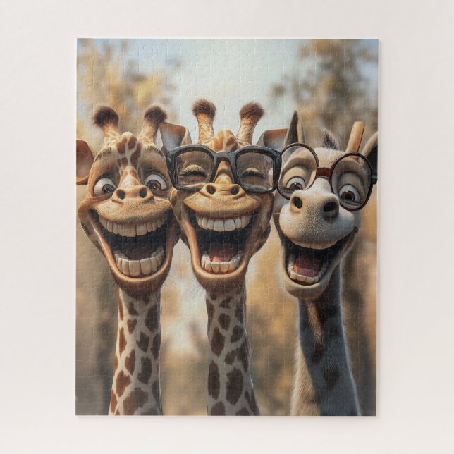 Goofy Giraffes in Glasses Jigsaw Puzzle (Vertical)