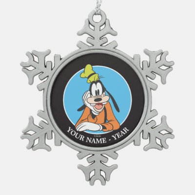 Goofy | Hand on Chin Add Your Name Snowflake Pewter Christmas Ornament