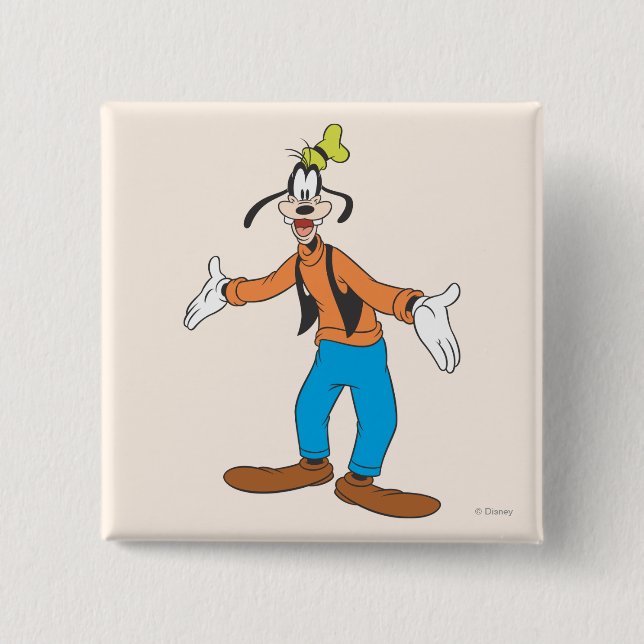 Goofy | Hands Wide Pinback Button (Front)