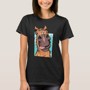 Goofy Horse Sticking Tongue Out Funny Farm Animal  T-Shirt