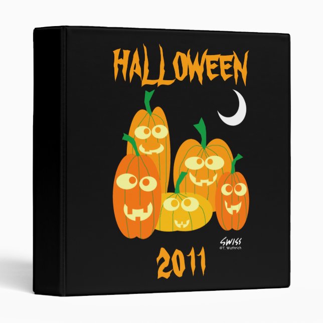 Goofy Jackolanterns Kids Halloween Party Scrapbook 3 Ring Binder (Front/Spine)