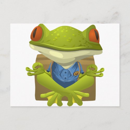 Goofy Little Meditating Green Tree Frog Postcard