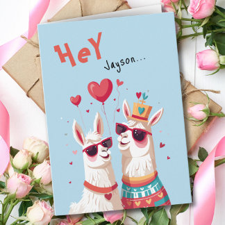 Goofy Llama Pun Kids Funny Valentine's Day Card