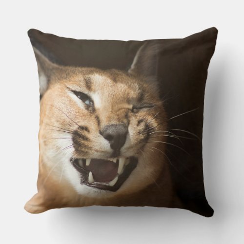 Goofy Lynx Throw Pillow
