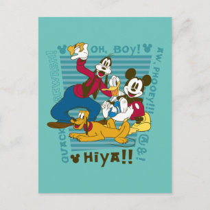 Goofy, Mickey, Donald, Pluto - Greetings Postcard