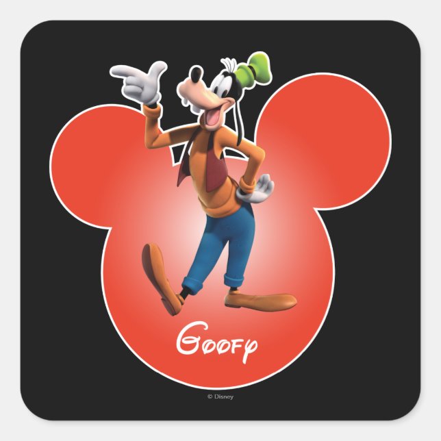 Goofy | Mickey Head Icon Square Sticker (Front)