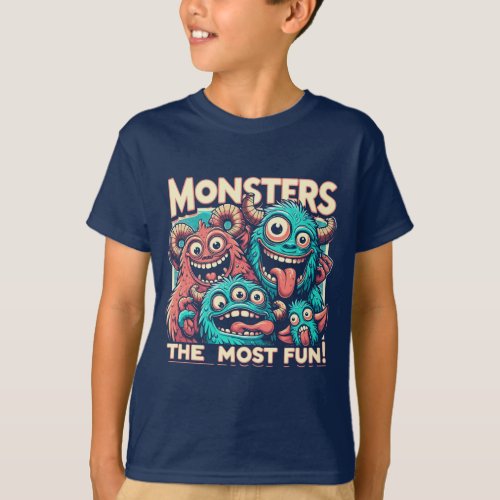 Goofy monsters making funny faces T_Shirt