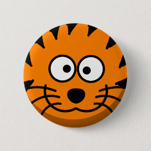 Goofy Orange and Black Striped Tiger Pinback Button