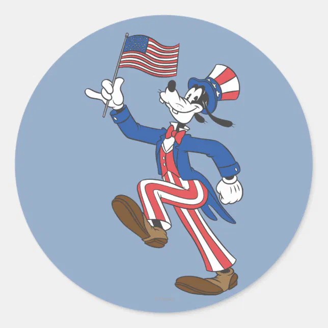 Goofy | Patriotic Classic Round Sticker (Front)