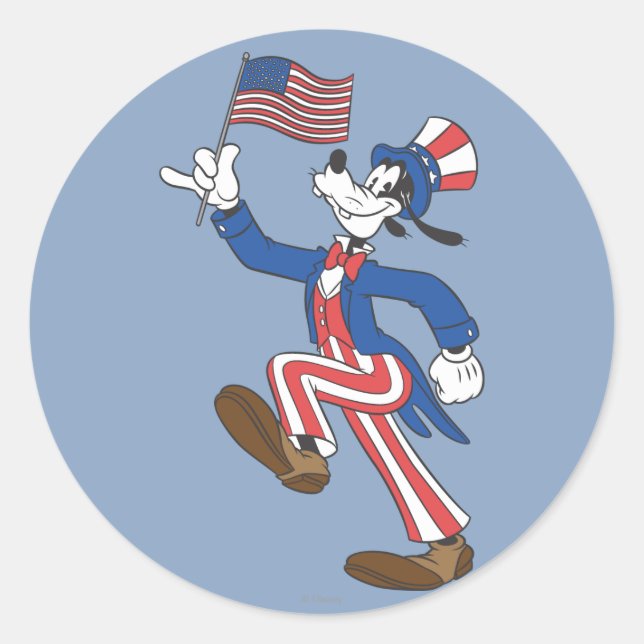 Goofy | Patriotic Classic Round Sticker (Front)