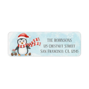 Goofy Penguin Christmas Hat Scarf Label