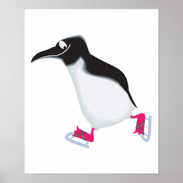 goofy penguin on iceskates poster (Front)