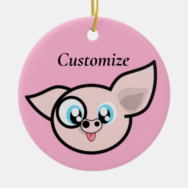 Goofy Pig Smiling Thunder_Cove Ceramic Ornament (Front)