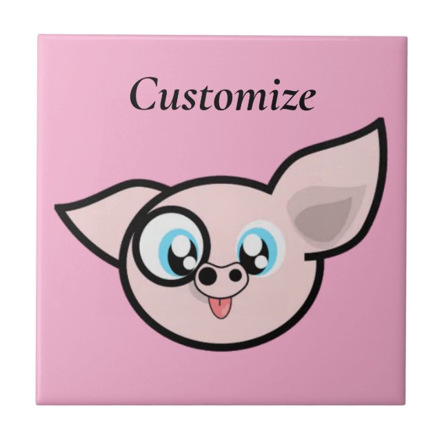 Goofy Pig Smiling Thunder_Cove Ceramic Tile (Front)