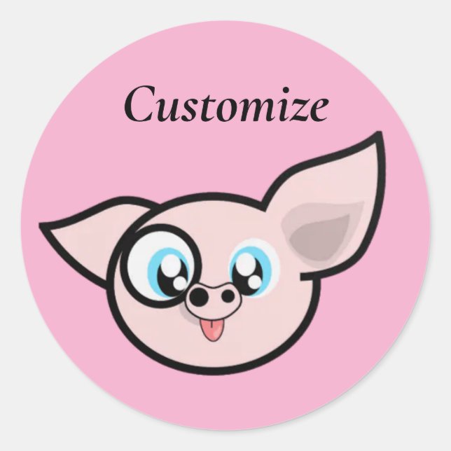 Goofy Pig Smiling Thunder_Cove Classic Round Sticker (Front)