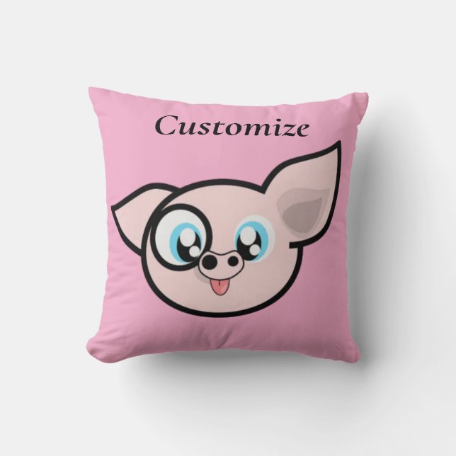 Goofy Pig Smiling Thunder_Cove Throw Pillow (Front)