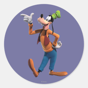 Goofy   Pointing Classic Round Sticker