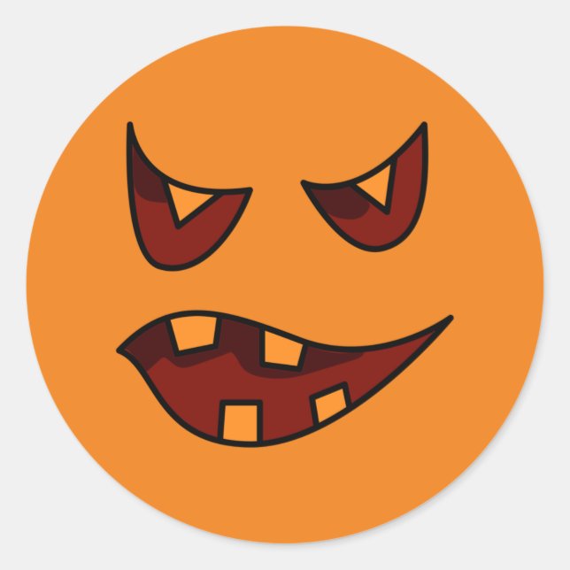 Goofy Pumpkin Face Classic Round Sticker (Front)