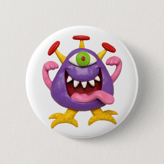 Goofy Purple Monster Button (Front)