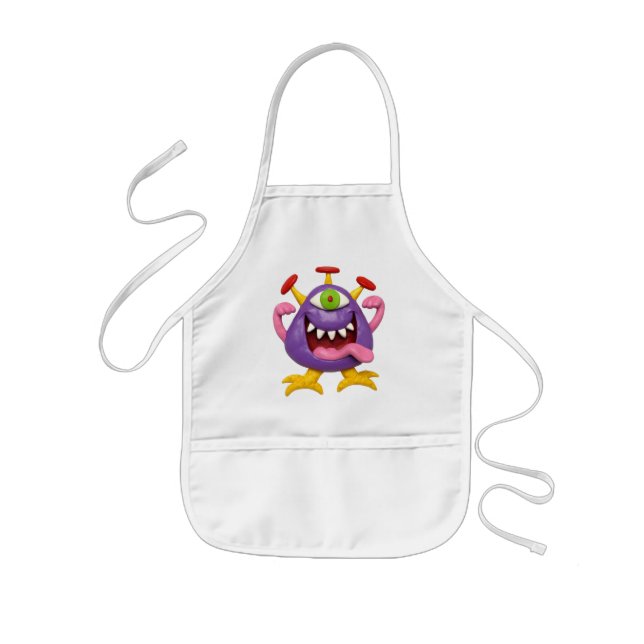Goofy Purple Monster Kids' Apron (Front)