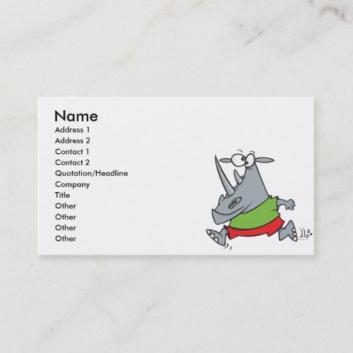 goofy running jogger rhino cartoon business card templates