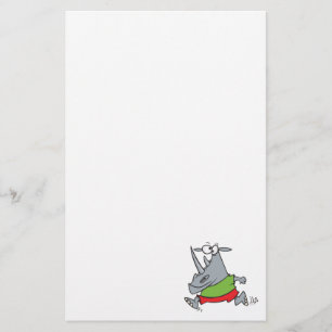 goofy running jogger rhino cartoon stationery