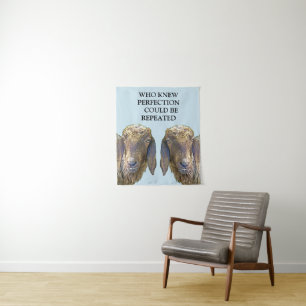 Goofy Sheep Face Twins quotes Farm Animal Art  Tapestry