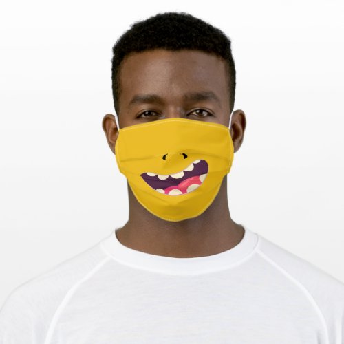 Goofy Silly Face Funny Teeth _ mustard yellow Adult Cloth Face Mask