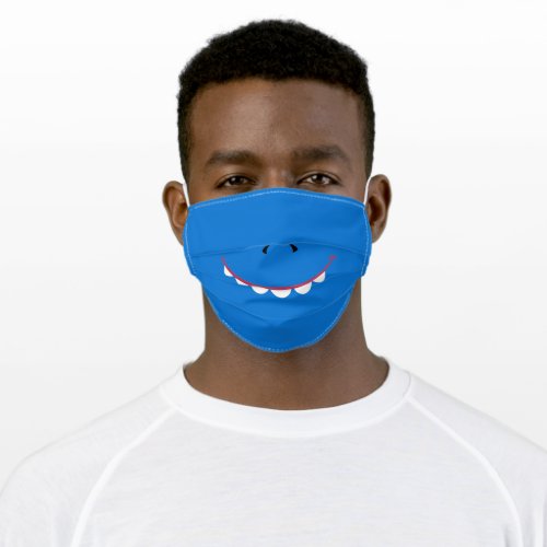 Goofy Silly Grin Face Funny Teeth _ blue Adult Cloth Face Mask