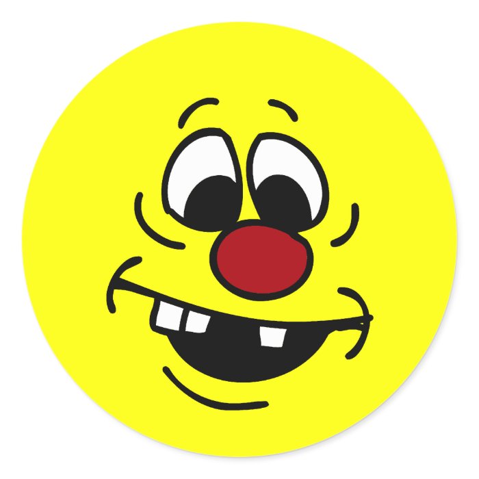 Goofy Smiley Face Grumpey Stickers