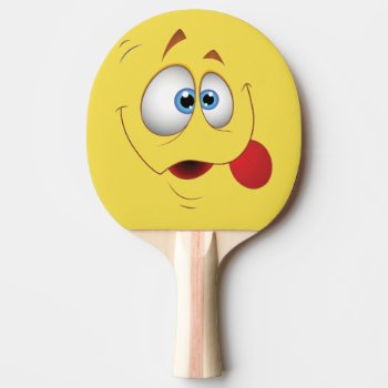 Goofy Smiling Yelow Face - Fun Kids Design Ping-pong Paddle by GroovyFinds at Zazzle