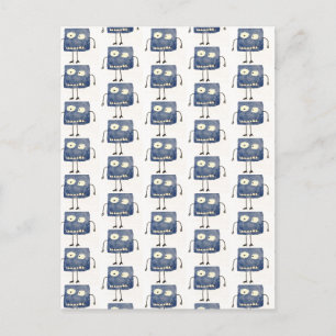 Goofy Square Blue Cartoon Guy Postcard