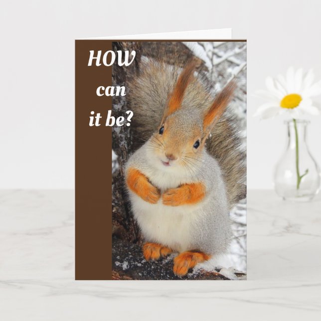 GOOFY SQUIRREL SAYS HAPPY **50th** Card (Small Plant)