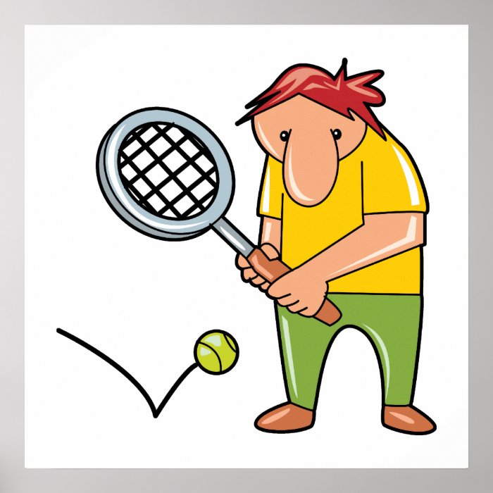 goofy tennis player cartoon graphic posters