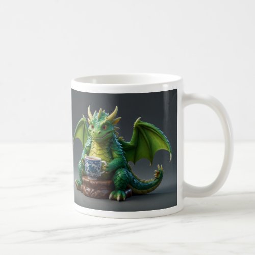 Goofy Welsh Dragon Drinking Tea Coffee Mug