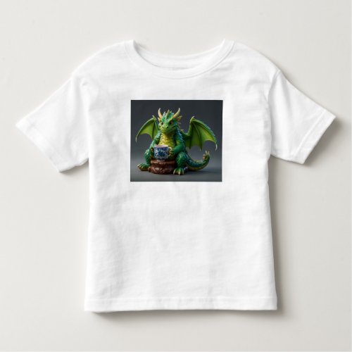 Goofy Welsh Dragon Drinking Tea Toddler T_shirt