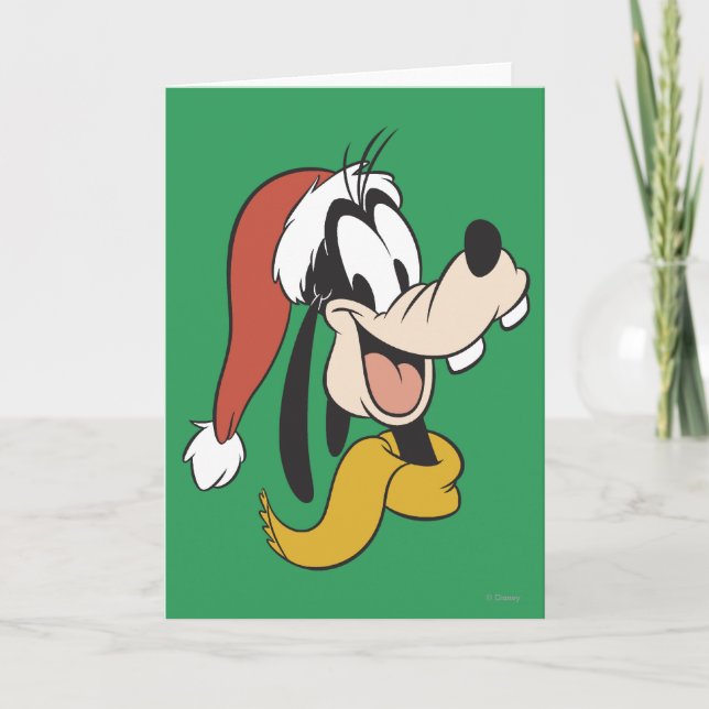 Goofy with Santa Hat Holiday Card (Front)