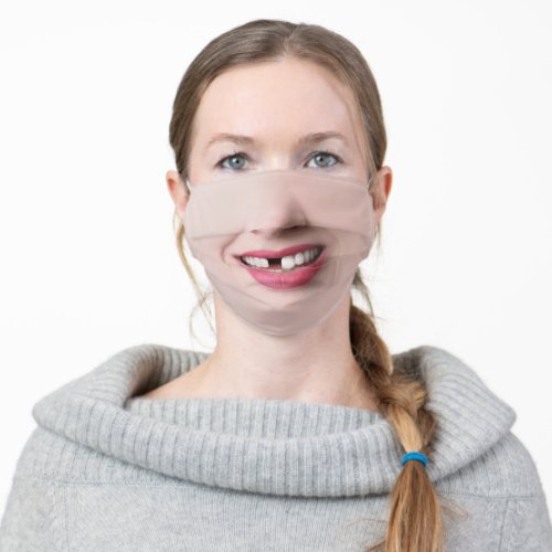 Goofy Womans Smile With Missing Tooth Adult Cloth Face Mask