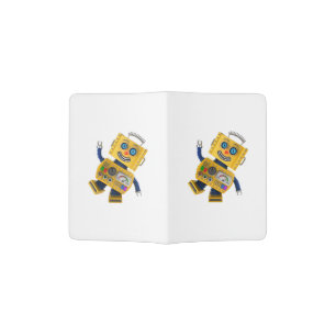 Goofy yellow toy robot passport holder
