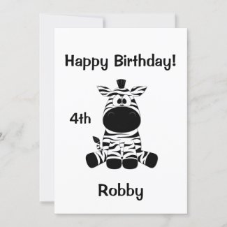 Goofy Zebra Birthday Party Invitation