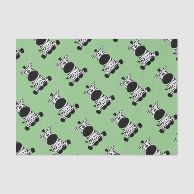 Goofy Zebra Green  Tissue Paper (Front)