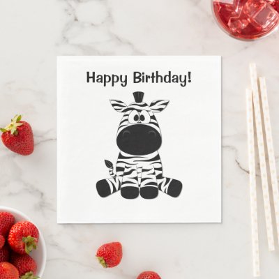 Goofy Zebra Happy Birthday Napkins
