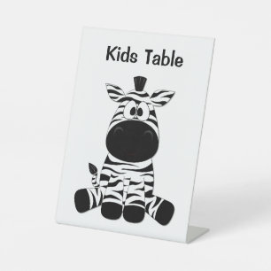 Goofy Zebra Kids Table Wedding Idea Pedestal Sign
