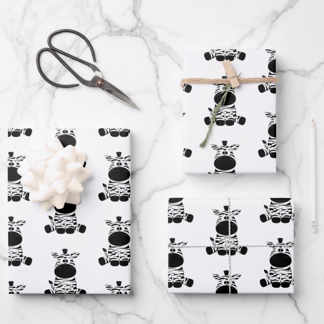 Goofy Zebra Wrapping Paper Sheets (Front)