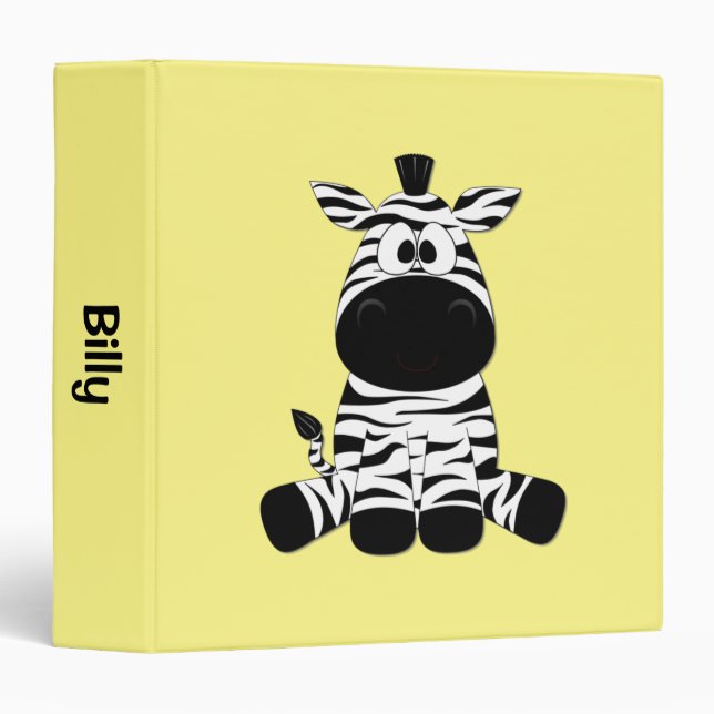 Goofy Zebra Yellow 3 Ring Binder (Front/Spine)