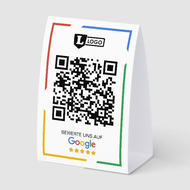 Google Bewertungs mit QR code  Paper Table Tent (Front)