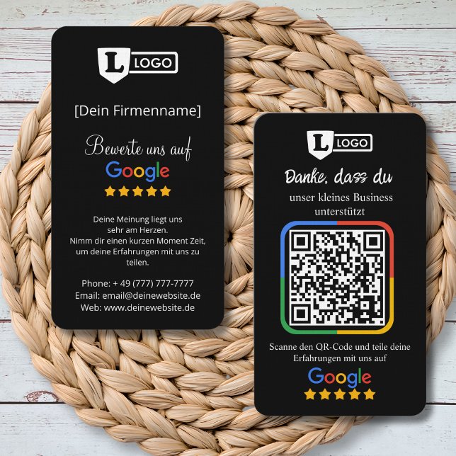 Google Bewertungskarte mit QR code Business Card (5-Sterne-Feedback)