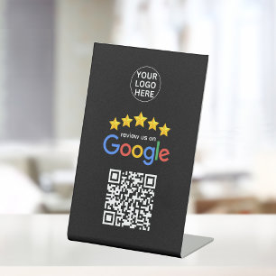 Google Business Review 5 Star Qr Code Black Pedestal Sign