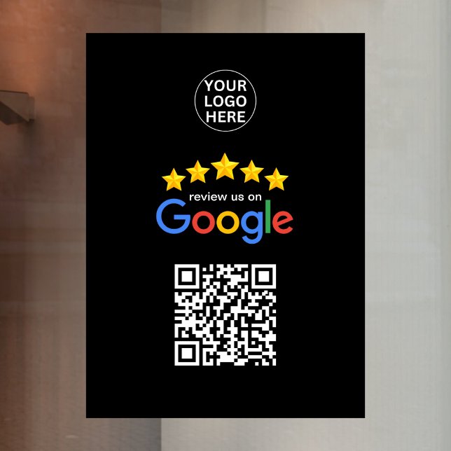 Google Business Review 5 Star Qr Code Black Window Cling (Creator Uploaded)