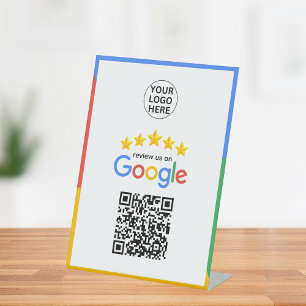 Google Business Review 5 Star Qr Code  Pedestal Sign